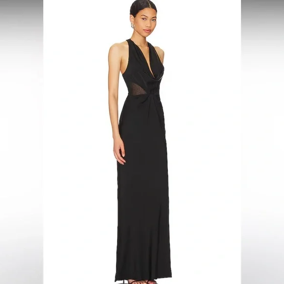 NWT h:ours Grecia Maxi Dress in Black Size Small - Picture 2 of 6